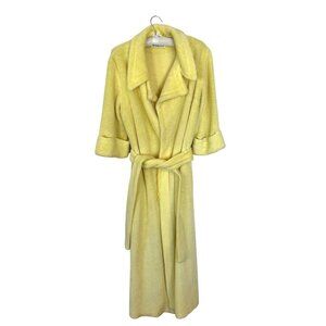 Vtg Womens Yellow Plush Robe 3/4 Sleeve Maxi 1970s Pockets Sears Best Loungewear